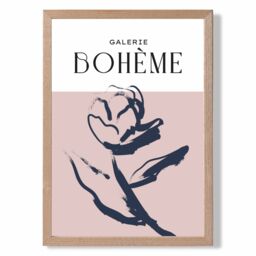 ARTZE Blush & Navy Blue Rose Boho Sketch Floral Framed Print SIZE: A3 with Oak Frame - Size: A4 - thumbnail 1