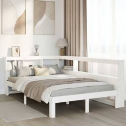 Berkfield Home Bookcase Bed Frame White 120x190 cm Small Double Solid Wood Pine - thumbnail 2