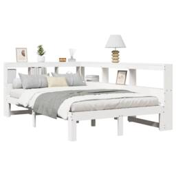Berkfield Home Bookcase Bed Frame White 120x190 cm Small Double Solid Wood Pine - thumbnail 3