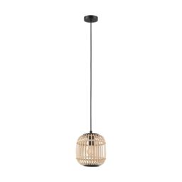 Loops Hanging Ceiling Pendant Light Black & Wicker Cage 1x 28W E27 Feature Lamp - thumbnail 1