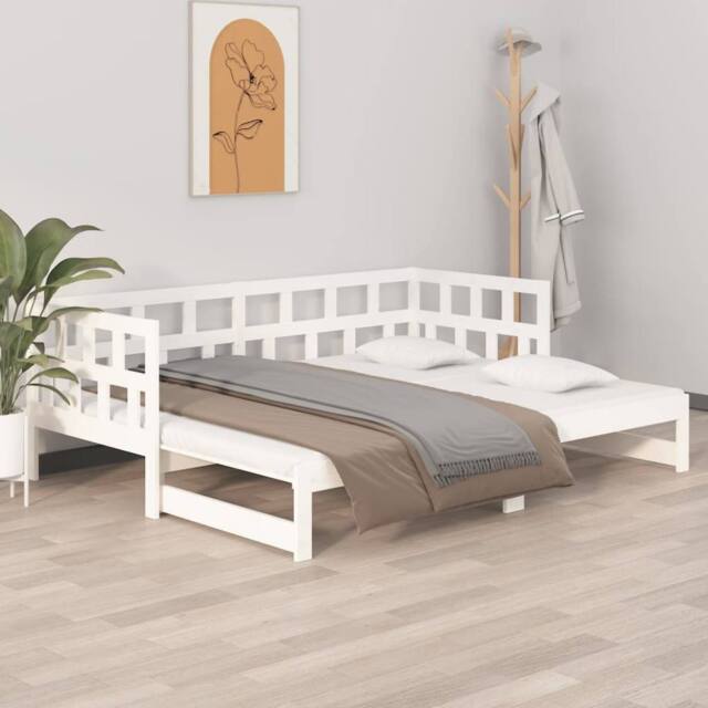 Berkfield Home Pull-out Day Bed White Solid Wood Pine 2x(90x190) cm - image 1