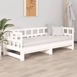 Berkfield Home Pull-out Day Bed White Solid Wood Pine 2x(90x190) cm - thumbnail 4