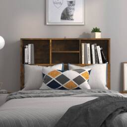Berkfield Home Headboard Cabinet Smoked Oak 100x19x103.5 cm in Brown - thumbnail 1