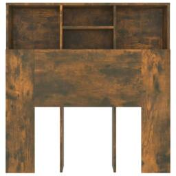 Berkfield Home Headboard Cabinet Smoked Oak 100x19x103.5 cm in Brown - thumbnail 4