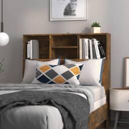 Berkfield Home Headboard Cabinet Smoked Oak 100x19x103.5 cm in Brown - thumbnail 2