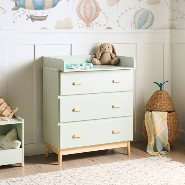 Wyld and Coco Changing Table Dresser Light Green MDF with Drawers - image 1