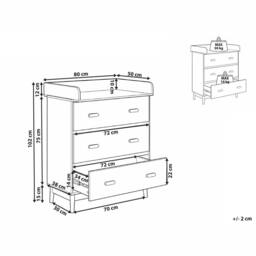 Wyld and Coco Changing Table Dresser Light Green MDF with Drawers - thumbnail 3