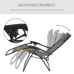 STILVORA Sun Lounger Recliner with Folding Metal Frame in Grey - thumbnail 7
