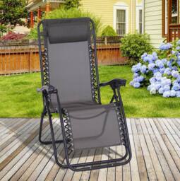 STILVORA Sun Lounger Recliner with Folding Metal Frame in Grey - thumbnail 2