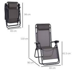 STILVORA Sun Lounger Recliner with Folding Metal Frame in Grey - thumbnail 3