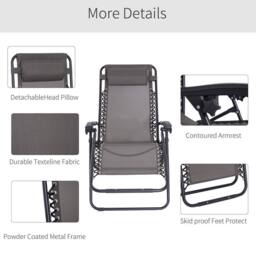 STILVORA Sun Lounger Recliner with Folding Metal Frame in Grey - thumbnail 6