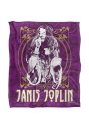 Janis Joplin Janis Gold Framed Silky Touch Super Soft Throw Blanket 152 X 127 cm in White