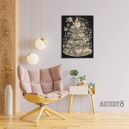 "Artery8 Alice Adventures In Wonderland Tea Party Canvas Wall Art Print in Black - Size: W18"" x H24""" - thumbnail 3