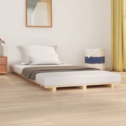 Berkfield Home Beautiful Bed Frame 75x190 cm Small Single Solid Wood Pine in Natural - thumbnail 2