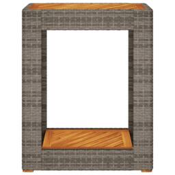 Berkfield Home Garden Side Table with Wooden Top Grey 60x40x75 cm Poly Rattan - Size: 60 x 40 x 75 cm - thumbnail 6