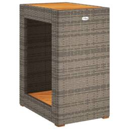 Berkfield Home Garden Side Table with Wooden Top Grey 60x40x75 cm Poly Rattan - Size: 60 x 40 x 75 cm - thumbnail 7