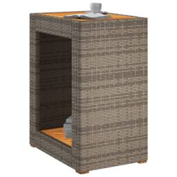 Berkfield Home Garden Side Table with Wooden Top Grey 60x40x75 cm Poly Rattan - Size: 60 x 40 x 75 cm - thumbnail 4