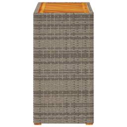 Berkfield Home Garden Side Table with Wooden Top Grey 60x40x75 cm Poly Rattan - Size: 60 x 40 x 75 cm - thumbnail 5