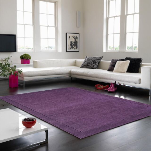 The Rug Shop UK Handmade Luxurious Modern Plain Wool Easy To Clean Area Rug in Purple - Size: 200 cm x 290 cm - image 1