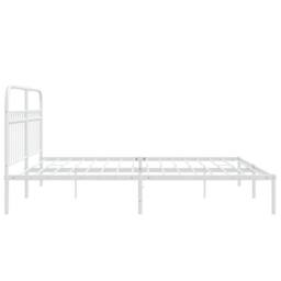 Berkfield Home Metal Bed Frame without Mattress with Headboard White 183x203cm - Size: 183x203 cm - thumbnail 5