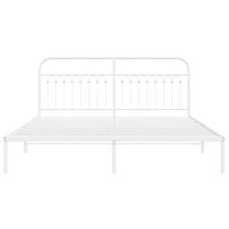Berkfield Home Metal Bed Frame without Mattress with Headboard White 183x203cm - Size: 183x203 cm - thumbnail 4
