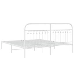 Berkfield Home Metal Bed Frame without Mattress with Headboard White 183x203cm - Size: 183x203 cm - thumbnail 6