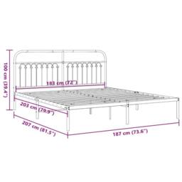 Berkfield Home Metal Bed Frame without Mattress with Headboard White 183x203cm - Size: 183x203 cm - thumbnail 8