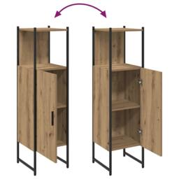 Berkfield Home Sturdy Bathroom Cabinet Artisan Oak 33x33x120.5 cm Engineered Wood in Brown - thumbnail 8