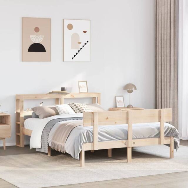 Berkfield Home Bed Frame without Mattress 140x190 cm Solid Wood Pine in Brown - image 1