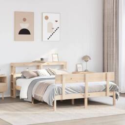 Berkfield Home Bed Frame without Mattress 140x190 cm Solid Wood Pine in Brown - thumbnail 1