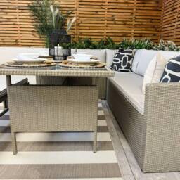 Modish Furnishing Vegas 9 Seater Light Grey Rattan Corner Dining Set & Bench - thumbnail 2