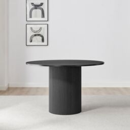 FurnitureboxUK Penrose Black Round Dining Table & 4 Halleyy Chairs in Cream - thumbnail 4