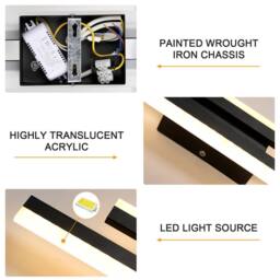Pheashine Black 40cm Linear Dimmable LED Wall Light 16W 3000K-6500K Acrylic - thumbnail 5
