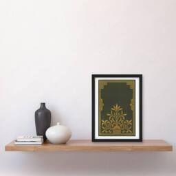 Artery8 Antique Art Deco Botanical Pattern Audsley Framed Wall Art Print in Green - Size: A4 - thumbnail 4