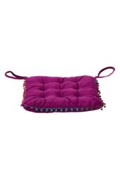 Pom Pom Trim Quilted Soft Dining Chair Cushion in Magenta - thumbnail 6