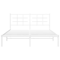 Berkfield Home Metal Bed Frame without Mattress with Headboard White 160x200cm - Size: 160x200 cm - thumbnail 5