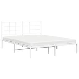 Berkfield Home Metal Bed Frame without Mattress with Headboard White 160x200cm - Size: 160x200 cm - thumbnail 4