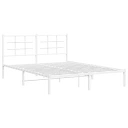 Berkfield Home Metal Bed Frame without Mattress with Headboard White 160x200cm - Size: 160x200 cm - thumbnail 3