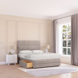 "Sloomy Monaco Bed Base 2 Drawers 12"" Footboard & 54"" Floor Standing Headboard in Cream - Size: Small Single" - thumbnail 1