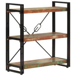 Berkfield Home 3-Tier Bookcase 77x30x80 cm Solid Wood Reclaimed & Iron - Size: 77 x 30 x 80 cm - thumbnail 8