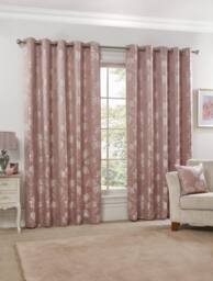 New Edge Blinds English Garden Lined Eyelet Jacquard Curtains in Pink - Size: 168 cm width x 137 cm drop - thumbnail 4