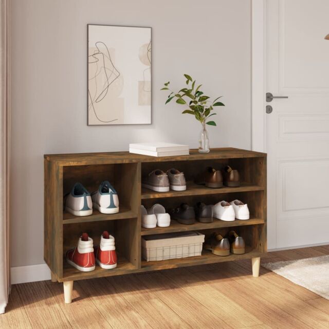 Berkfield Home Shoe Cabinet Smoked Oak 102x36x60 cm Engineered Wood in Brown - Size: 102 x 36 x 60 cm - image 1