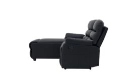 Home Detail Carter 3 Seater Sofa With Left-Hand Chaise & Right-Hand Recliner, Black Faux Leather - thumbnail 3