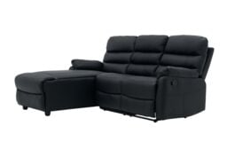 Home Detail Carter 3 Seater Sofa With Left-Hand Chaise & Right-Hand Recliner, Black Faux Leather - thumbnail 2