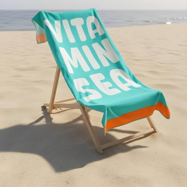 OHS Vitamin Sea Beach Towel Bath Travel Quick Dry Microfibre Absorbent in Aqua - image 1