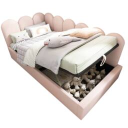 ModernLuxe Upholstered daybed with hydraulic storage & sofa function in Pink - Size: Single - thumbnail 8