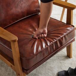NESTLUNE Brown Modern Armchair Mid Century Retro Style Wooden Legs - Size: 100 cm x 15 cm - thumbnail 5