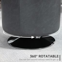 HOMCOM Foot Stool Round PU Ottoman with Thick Padding & Solid Steel Base in Grey - thumbnail 4