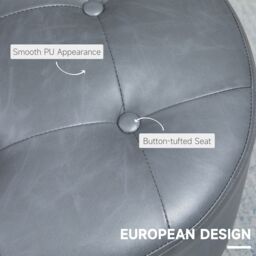 HOMCOM Foot Stool Round PU Ottoman with Thick Padding & Solid Steel Base in Grey - thumbnail 6
