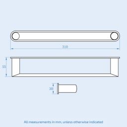 Nes Home Brushed Brass Round Edge Single Bar Towel Rail Holder in Gold - thumbnail 2